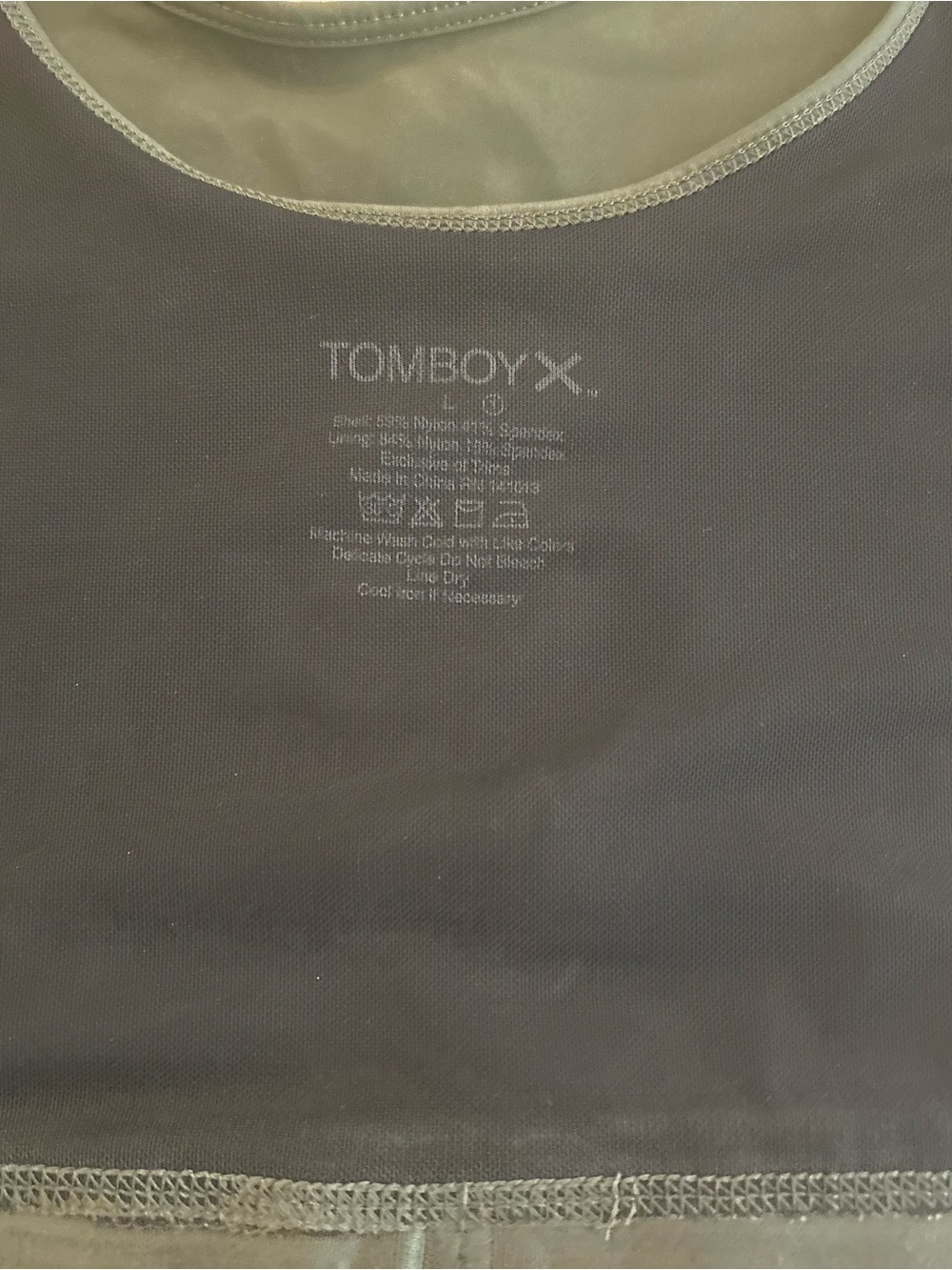 TomboyX Thyme Green Scoop Neck Compression Bra size Large - Picture 2 of 6